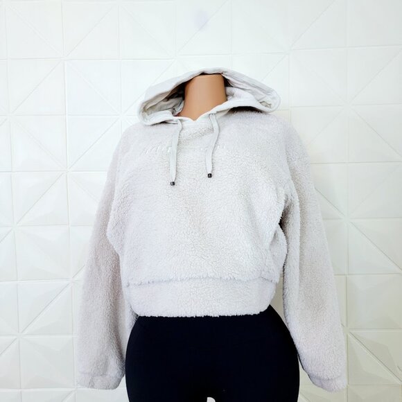 Lululemon Women's White Scuba Long Sleeve Pullover Fleece Crop Hoodie Size M - Picture 2 of 8